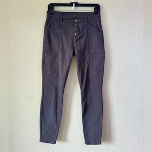 Pistola Button Fly Skinny Pants Gray‎ Stretch Utility High Rise Sz 27 Casual Y2K